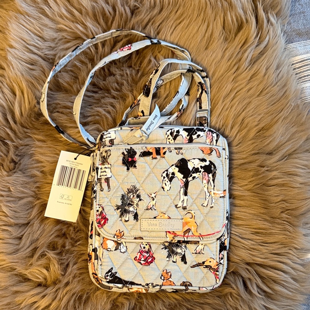NWT Vera Bradley RFID Dog Show Mini Hipster Crossbody Bag